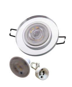 Universal – Yuvarlak Dekoratif Cam Led Spot Kasası  (Duy+3200k Gün Işığı Ampul Dahil)