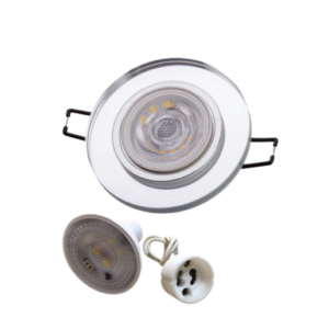 Universal – Yuvarlak Dekoratif Cam Led Spot Kasası  (Duy+3200k Gün Işığı Ampul Dahil)