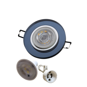 Universal – Yuvarlak Siyah Dekoratif Cam Led Spot Kasası (Duy+6500k Beyaz Ampul Dahil)