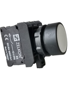 Mutlusan - 22mm Plastik Beyaz Yaylı Buton - N/O Kontak