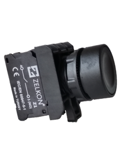 Mutlusan - 22mm Plastik Siyah Yaylı Buton - N/O Kontak