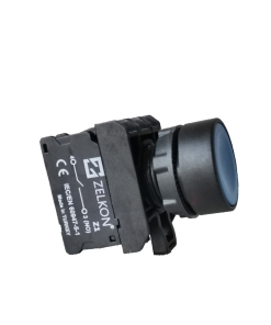 Mutlusan - 22mm Plastik Mavi Yaylı Buton - N/O Kontak