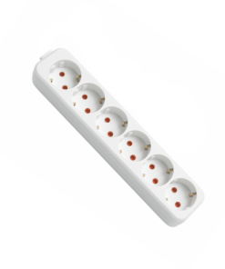 Eko -  6'lı Çocuk Korumalı Topraklı Grup Priz - Kablosuz - (Beyaz)