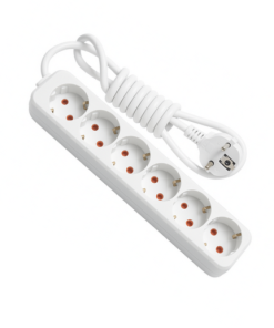 Eko -  6'lı Çocuk Korumalı Topraklı Grup Priz - 2 Metre - (Beyaz 3x1.5 Bakır Kablolu)
