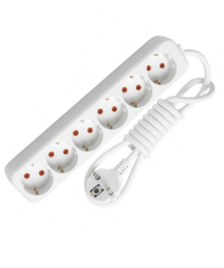 Eko -  6'lı Çocuk Korumalı Topraklı Grup Priz - 2 Metre - (Beyaz 3x1.5 Bakır Kablolu)