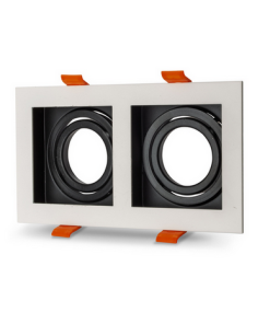 Universal – Beyaz + Siyah Alüminyum Döküm Kasa İkili Dikdörtgen Dekoratif Led Spot Kasası (Duy+3200k Gün Işığı Ampul Dahil)