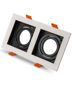 Universal – Beyaz + Siyah Alüminyum Döküm Kasa İkili Dikdörtgen Dekoratif Led Spot Kasası (Duy+3200k Gün Işığı Ampul Dahil)