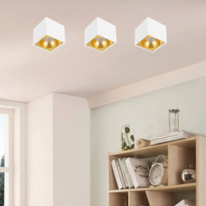 Universal - Beyaz + Gold Kasa Sıva Üstü 10x10cm Kare Led Spot Kasası (Duy+Ampul Hariç)