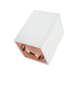 Universal – Beyaz + Rose Kasa Sıva Üstü 10x10cm Kare Led Spot Kasası  (Duy+3200k Gün Işığı Ampul Dahil)