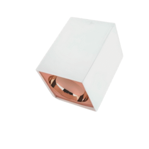 Universal – Beyaz + Rose Kasa Sıva Üstü 10x10cm Kare Led Spot Kasası  (Duy+3200k Gün Işığı Ampul Dahil)