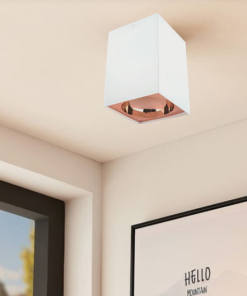 Universal – Beyaz + Rose Kasa Sıva Üstü 10x10cm Kare Led Spot Kasası  (Duy+3200k Gün Işığı Ampul Dahil)