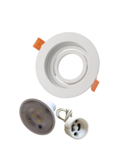 Universal – Beyaz Alüminyum Döküm Kasa Yuvarlak Dekoratif Led Spot Kasası (Duy+6500k Beyaz Ampul Dahil)