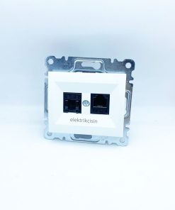 Makel Defne Beyaz Cat3+Cat6 Numaris Telefon + Data Prizi (Çerçeve Hariç)