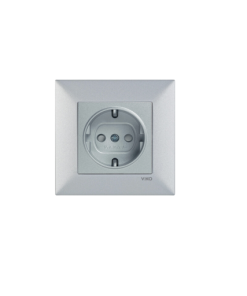 Viko Trenda Gümüş Gri Çocuk Korumalı Topraklı Priz - (Çerçeve Dahil)