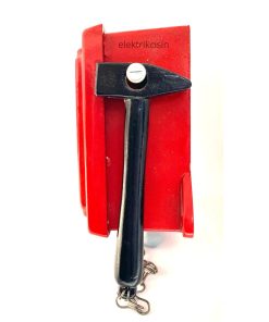 Eski Tip Nostalji - Kırmızı Döküm Kasa - Siyah Çekiçli Yangın İhbar Butonu