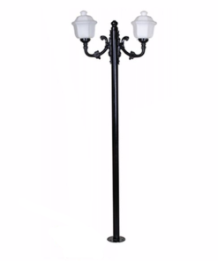 DPA 1222 - Metal Direkli 240'lık Çift Duylu Beyaz Plastik Topuz Badem Bahçe Armatürü