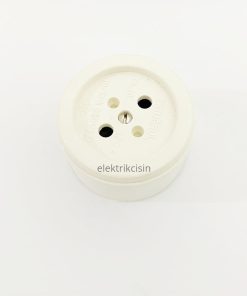Ertuğrul Beyaz - Sıva Üstü Eski Tip Nostalji Topraksız Priz (Porselen Mekanizmalı)