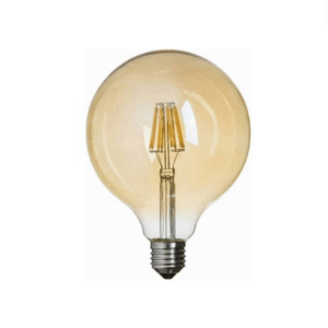 Global - 8w E27 Duylu, G125 - Yuvarlak Büyük Boy Led Glop Tipi Rustik Ampul - Bal Camlı - Amber