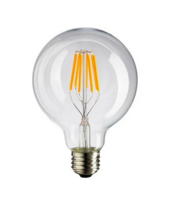 Global - 8w E27 Duylu, G125 - Yuvarlak Büyük Boy Led Glop Tipi Rustik Ampul - Şeffaf Camlı - Gün Işığı