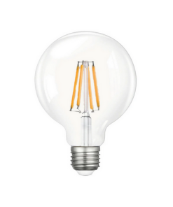 Global - 6w E27 Duylu, G95 - Yuvarlak Orta Boy Led Glop Tipi Rustik Ampul - Şeffaf Camlı - Beyaz Işık