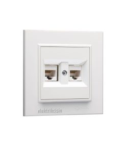 Makel Karea Beyaz İkili Data Prizi (Rj45) (Cat6) (Çerçeve Dahil)