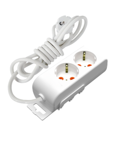 Eko -  2'li Çocuk Korumalı Topraklı Grup Priz - 3 Metre - (Beyaz 3x1.5 Bakır Kablolu)