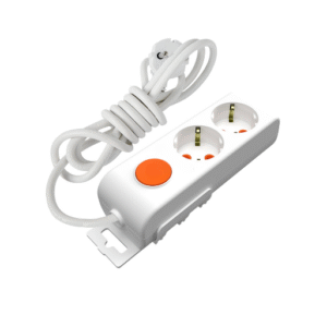 Eko -  2'li Anahtarlı Çocuk Korumalı Topraklı Grup Priz - 7 Metre - (Beyaz - 3x2.5 Bakır Kablolu)