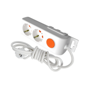 Eko -  2'li Anahtarlı Çocuk Korumalı Topraklı Grup Priz - 7 Metre - (Beyaz - 3x2.5 Bakır Kablolu)