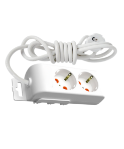 Eko -  2'li Çocuk Korumalı Topraklı Grup Priz - 3 Metre - (Beyaz 3x1.5 Bakır Kablolu)