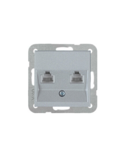 Viko Novella Gümüş Gri İkili Numaris Telefon Prizi (2xRj11) - (Çerçeve Hariç)