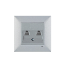 Viko Trenda Gümüş İkili  Data Prizi (Rj45) (2xCat6) - (Çerçeve Dahil)