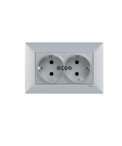 Viko Trenda Gümüş Gri İkili Sıva Altı Topraklı Priz - (Çerçeve Dahil)