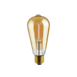 Global - 6w E27 Duylu, ST64 - Led Uzun Flamanlı Armut Tip Rustik Ampul - Bal Camlı - Amber