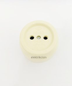 Ne-ad Krem - Sıva Üstü Eski Tip Nostalji Topraksız Priz (Porselen Mekanizmalı)