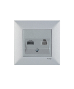 Viko Trenda Gümüş Gri İkili Numaris + Data Prizi (Cat3+Cat6) - (Çerçeve Dahil)