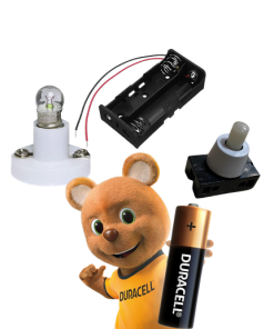 Marmaline - Pilli Poşetli Öğrenci Deney Seti (Pil Yuvası + Duracell Pil + Minyonet Duy + Ampul + Çıt Çıt Anahtar)