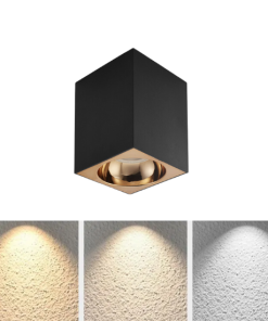 Universal – Siyah + Rose Kasa Sıva Üstü 10x10cm Kare Led Spot Kasası (Duy+4000k Ilık Beyaz Ampul Dahil)