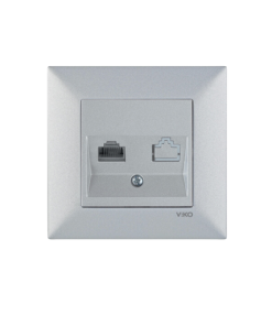 Viko Trenda Gümüş Gri Tekli Data Prizi (Rj45) (Cat6) - (Çerçeve Dahil)