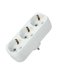 Eko -  Topraklı 3'lü Golyat Fiş Priz - Düz (Beyaz)