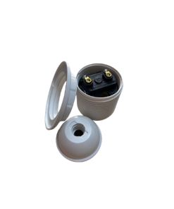 Marmaline - E27 Tam Dişli İtalyan Avize Duyu, Vidalı, Plastik Somunlu (Beyaz)