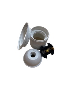 Marmaline - E27 Tam Dişli İtalyan Avize Duyu, Vidalı, Plastik Somunlu (Beyaz)