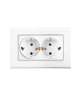 Viko Linnera Beyaz İkili Sıva Altı Topraklı Priz (Çerçeve Dahil)