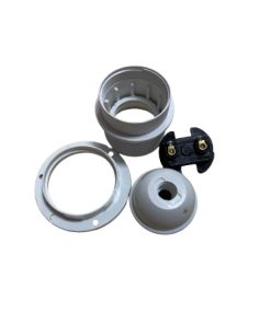 Marmaline - E27 Yarım Dişli İtalyan Avize Duyu, Vidalı, Plastik Somunlu (Beyaz)