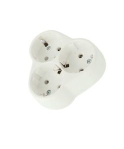 Eko -  Topraklı 3'lü Golyat Fiş Priz - Yonca (Beyaz)