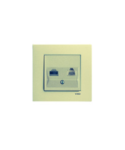 Viko Novella Metalik Beyaz İkili Numaris Data Prizi (Cat3+Cat6) - (Çerçeve Dahil)