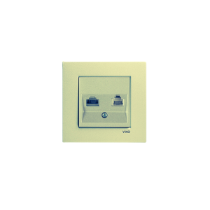 Viko Novella Metalik Beyaz İkili Numaris Data Prizi (Cat3+Cat6) - (Çerçeve Dahil)