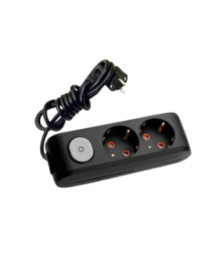 Eko - 2'li Anahtarlı Çocuk Korumalı Topraklı Grup Priz - 15 Metre - (Siyah - 3x1 Bakır Kablolu)