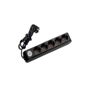 Eko - 5'li Anahtarlı Çocuk Korumalı Topraklı Grup Priz - 20 Metre - (Siyah - 3x2.5 Bakır Kablolu)