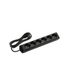 Eko - 6'lı Çocuk Korumalı Topraklı Grup Priz - 20 Metre - (Siyah - 3x2.5 Bakır Kablolu)