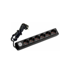 Eko - 6'lı Anahtarlı Çocuk Korumalı Topraklı Grup Priz - 20 Metre - (Siyah - 3x2.5 Bakır Kablolu)